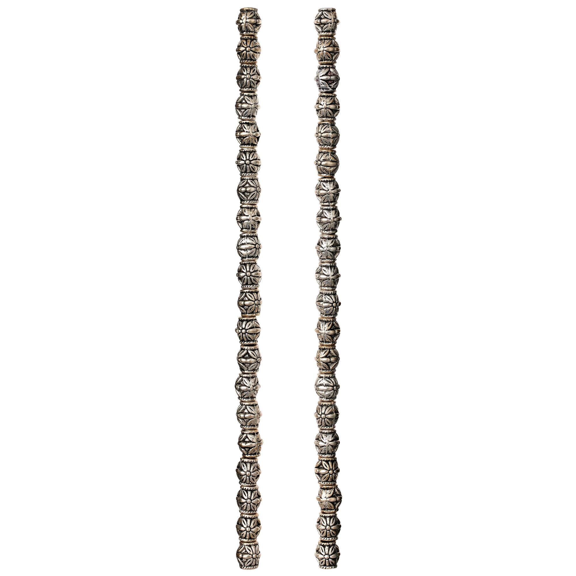 Antique Silver Carved Flower Tube Beads, 7mm by Bead Landing™